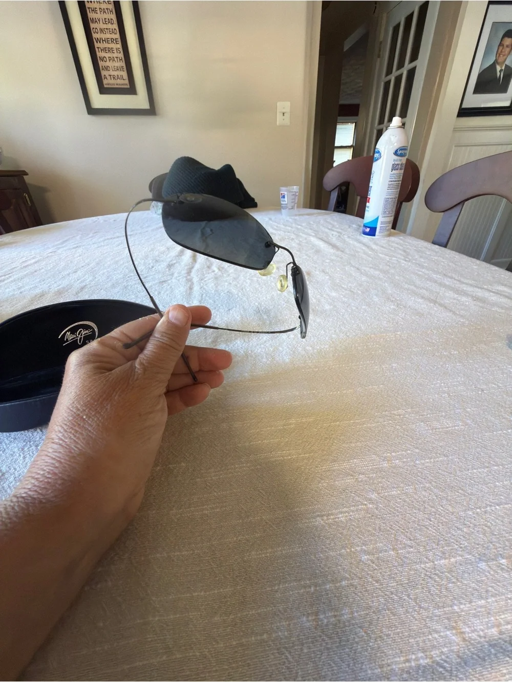 Maui Jim Gold Rimless Sunglasses with Dark Smoke Lenses - Picture 7 of 8